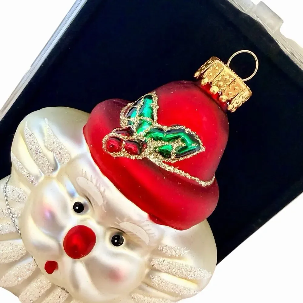 Vintage Santa Clause Star Christmas Ornament Hand Painted BNIB